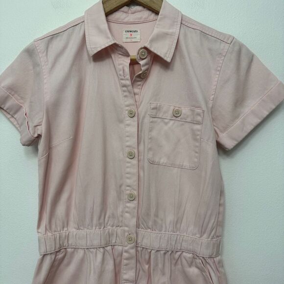 J. Crew Crewcuts Girls Blush Pink Utility Romper Cotton Size 14 - Picture 3 of 9